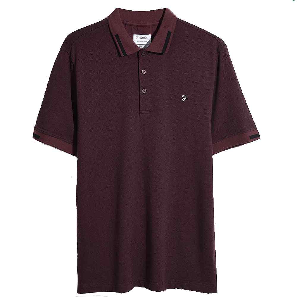 Farah Classic Lonnie SS Polo Shirt in Burgundy f4KSD009